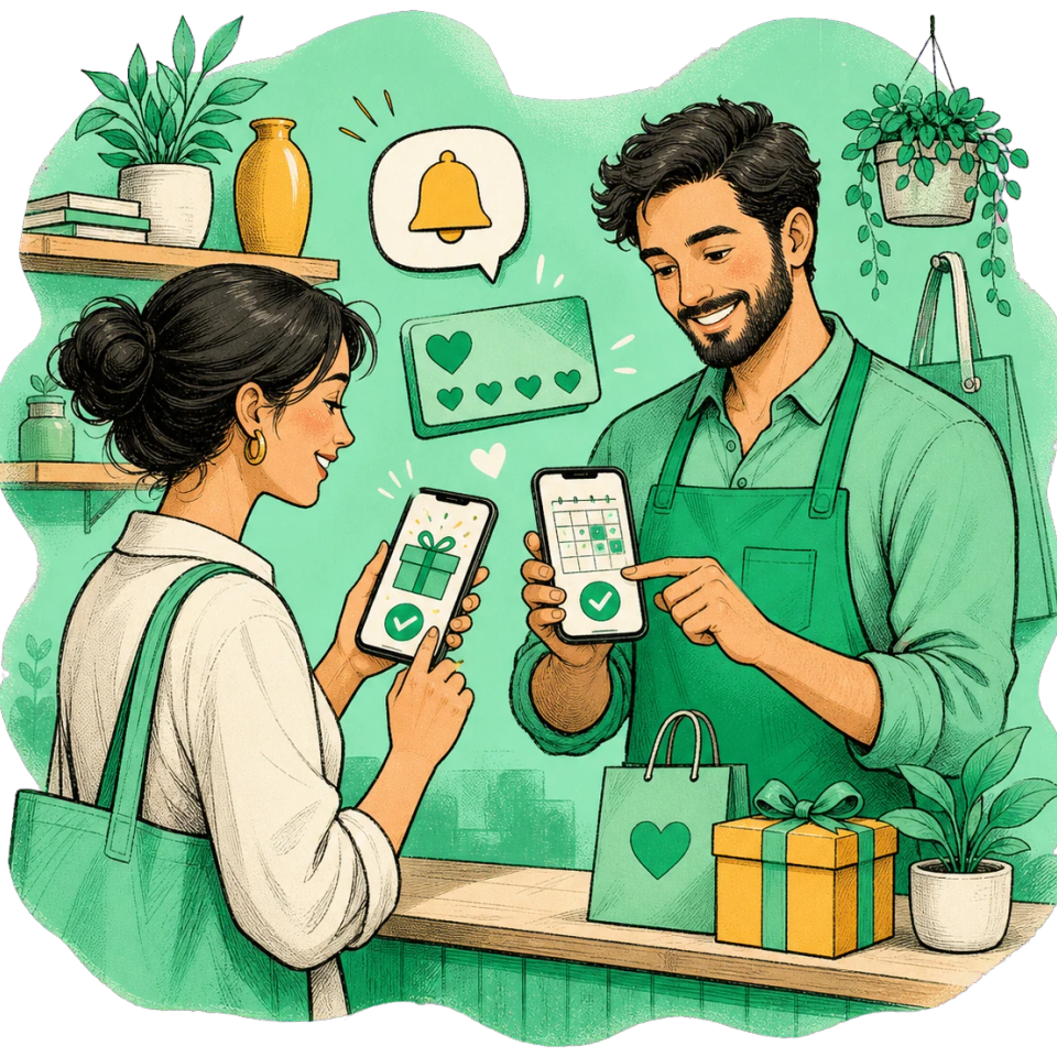 App per Attività Commerciali — Fidelity, Prenotazioni, Ordini — Contat
