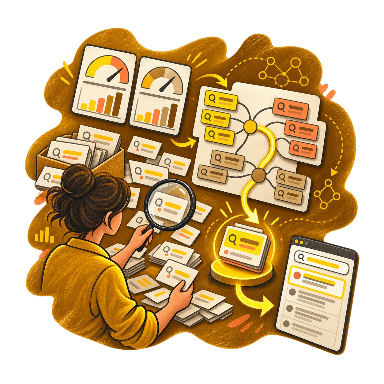 Strategist raggruppa query di ricerca e sceglie un cluster SEO prioritario