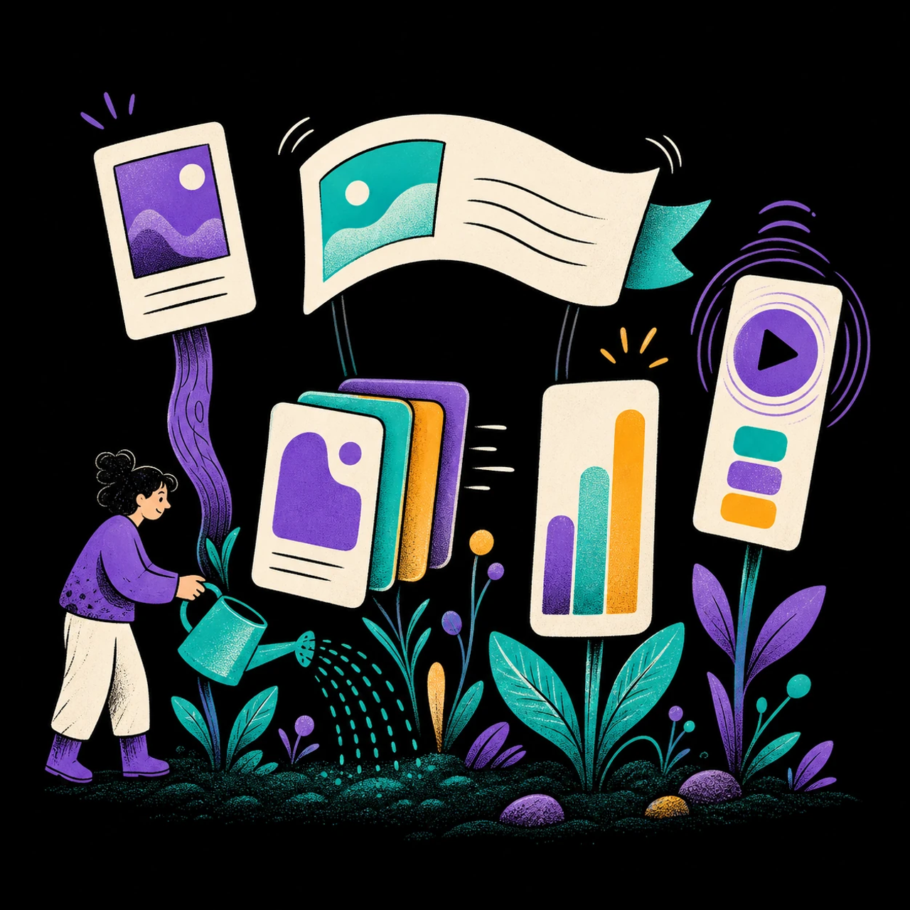 Cinque tipologie di contenuti animati: post, cover, caroselli, infografiche, Reels