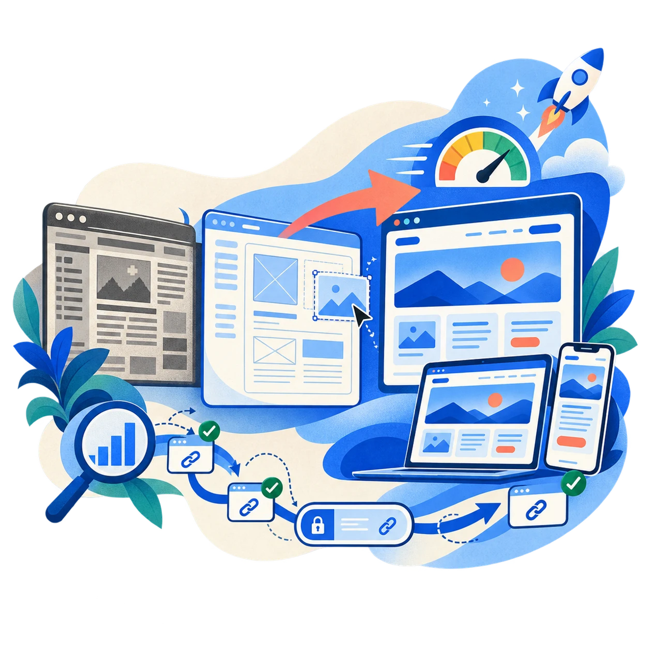 Vecchio sito che evolve in layout responsive moderno mantenendo link e segnali SEO