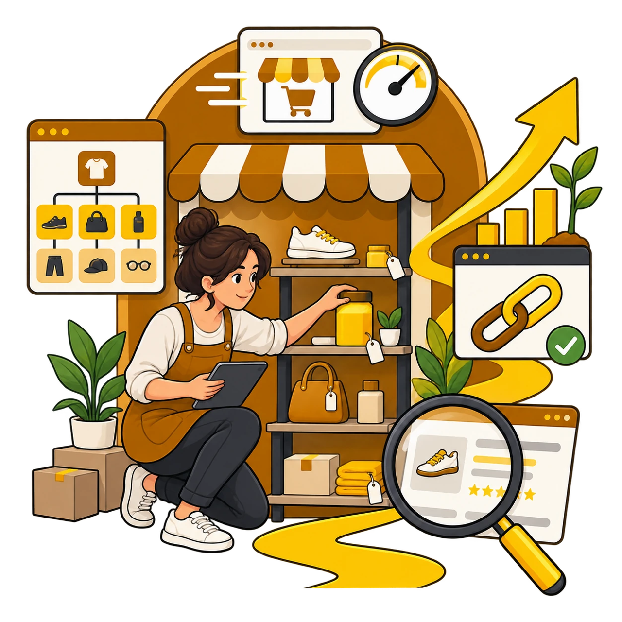 Responsabile e-commerce organizza prodotti, categorie e segnali tecnici verso una crescita organica