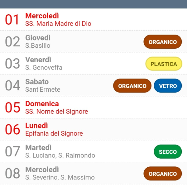 ecoCalendario — progetto Contat