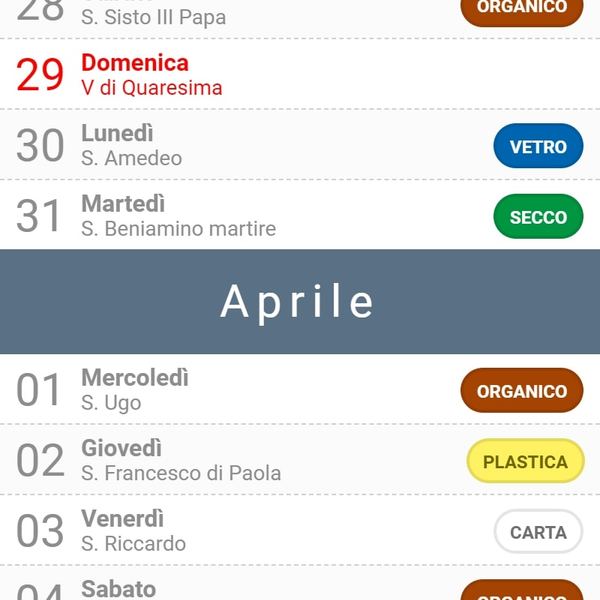 ecoCalendario — progetto Contat — anteprima
