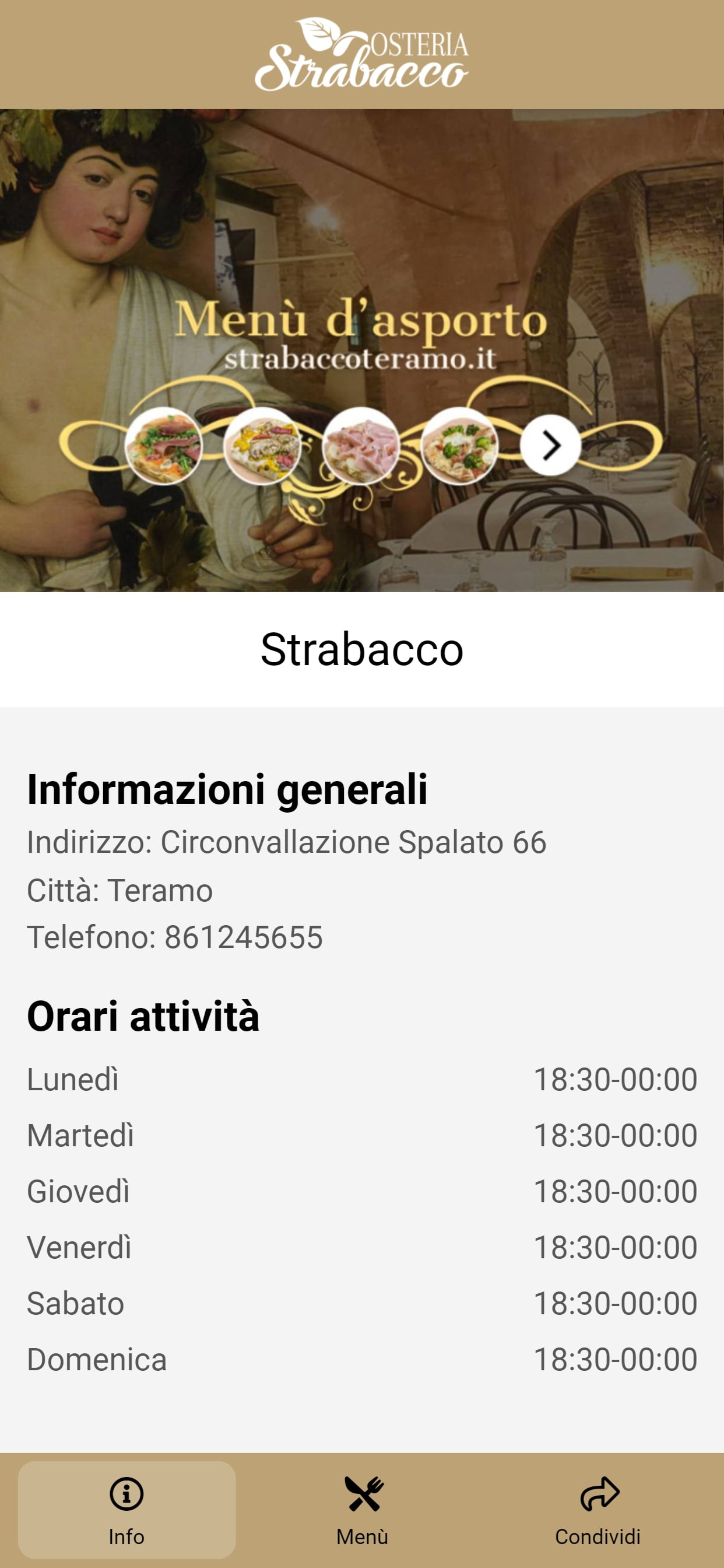 Osteria Strabacco — app